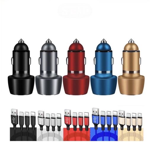 Tẩu sạc nhanh kèm dây cáp 3 đầu Ô tô xe hơi chính hãng Pugan với 2 chức năng sạc thông minh và sạc siêu tốc 4.8A - Hình ảnh 2