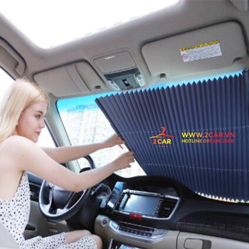 Rèm che nắng, rèm chắn nắng kính lái trước xe ô tô dạng kéo dãn - Hình ảnh 2