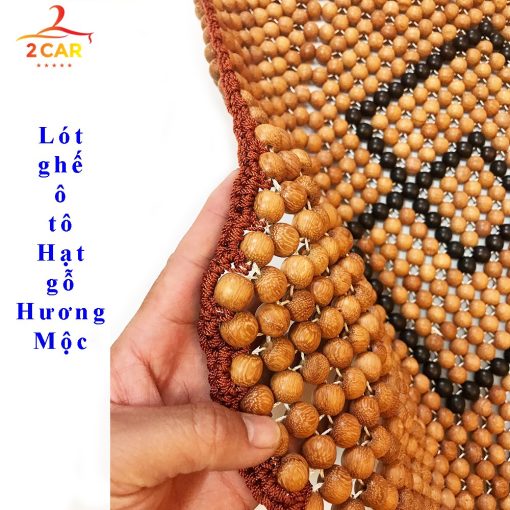 Lót ghế gỗ ô tô hạt gỗ Hương Mộc có hoa văn ở giữa, có khâu viền cao cấp - Hình ảnh 3