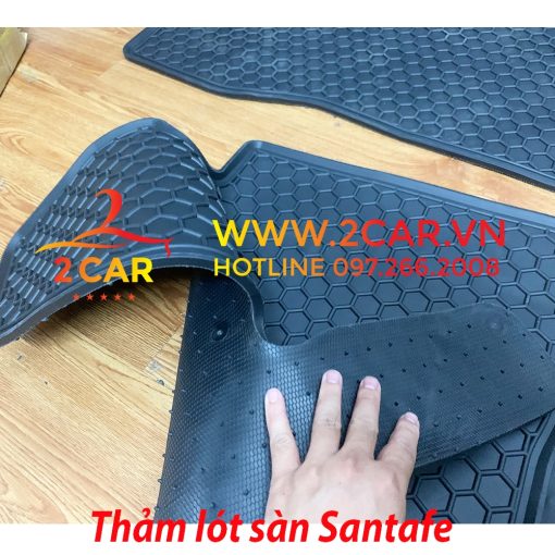 Thảm sàn, Lót Sàn Cao Su Xe Hyundai SANTAFE 2015-2023, Sàn 2 hàng ghế cao Su Đúc tổ ong Nissin - Hình ảnh 3