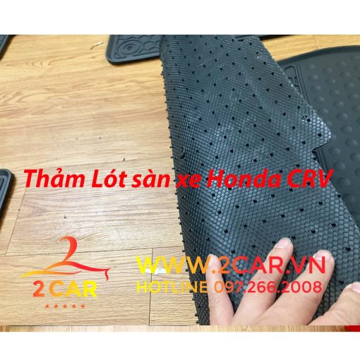 Thảm lót sàn xe Honda CRV 2018 - 2022, 2023 sàn cao su đúc không mùi mẫu kẻ sọc 2 hàng ghế - Hình ảnh 3