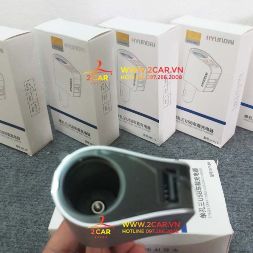 Tẩu Sạc Ô tô, Xe Hơi Hyundai 1 Tẩu Tròn (3 cổng USB) - Có Đèn Led Báo Điện Áp - Huyndai Chính Hãng - Hình ảnh 3