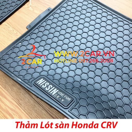 Thảm lót sàn cao su xe Honda CRV 2014 - 2023 không mùi, dễ vệ sinh - Mẫu tổ ong NISSIN chữ trắng - Hình ảnh 4