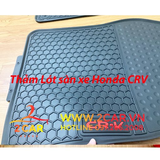Thảm lót sàn xe Honda CRV 2018 - 2022, 2023 sàn cao su đúc không mùi mẫu kẻ sọc 2 hàng ghế - Hình ảnh 4