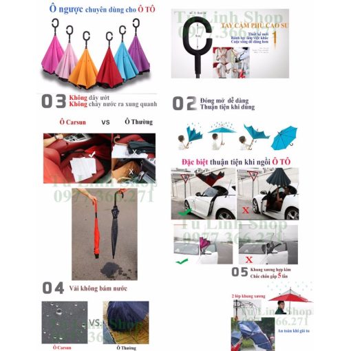 Ô gấp ngược, dù gấp ngược chuyên dụng cho người đi ô tô, xe hơi, oto (hàng cao cấp) - Hình ảnh 4
