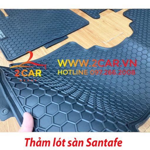 Thảm sàn, Lót Sàn Cao Su Xe Hyundai SANTAFE 2015-2023, Sàn 2 hàng ghế cao Su Đúc tổ ong Nissin - Hình ảnh 5