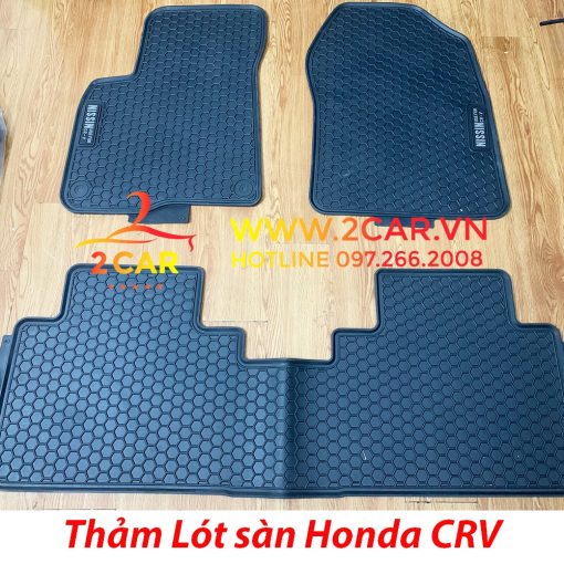 Thảm lót sàn cao su xe Honda CRV 2014 - 2023 không mùi, dễ vệ sinh - Mẫu tổ ong NISSIN chữ trắng - Hình ảnh 5