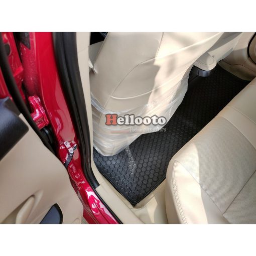 Thảm lót sàn cao su xe Toyota Vios 2014- 2022 Mẫu Nissin tổ ong chữ trắng - Hình ảnh 5