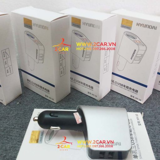 Tẩu Sạc Ô tô, Xe Hơi Hyundai 1 Tẩu Tròn (3 cổng USB) - Có Đèn Led Báo Điện Áp - Huyndai Chính Hãng - Hình ảnh 5