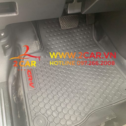 Thảm lót sàn xe Honda CRV 2018 - 2022, 2023 sàn cao su đúc không mùi mẫu kẻ sọc 2 hàng ghế - Hình ảnh 6
