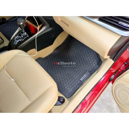 Thảm lót sàn cao su xe Toyota Vios 2014- 2022 Mẫu Nissin tổ ong chữ trắng - Hình ảnh 6