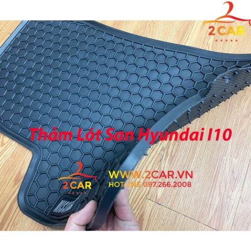 Thảm sàn, lót sàn xe Hyundai I10 2014 - 2020 chất liệu cao su đúc, không mùi, không thấm nước – Mẫu Nissin chữ trắng - Hình ảnh 6