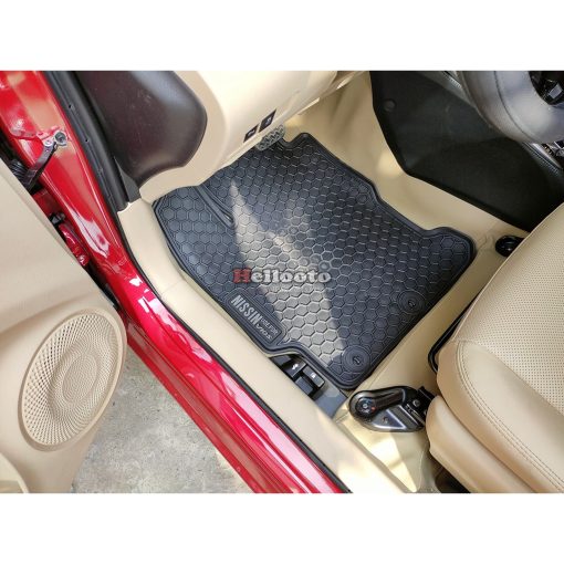 Thảm lót sàn cao su xe Toyota Vios 2014- 2022 Mẫu Nissin tổ ong chữ trắng - Hình ảnh 7