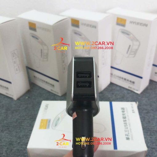 Tẩu Sạc Ô tô, Xe Hơi Hyundai 1 Tẩu Tròn (3 cổng USB) - Có Đèn Led Báo Điện Áp - Huyndai Chính Hãng - Hình ảnh 7