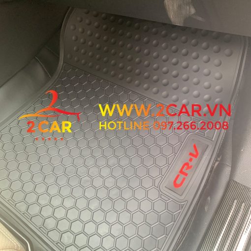 Thảm lót sàn xe Honda CRV 2018 - 2022, 2023 sàn cao su đúc không mùi mẫu kẻ sọc 2 hàng ghế - Hình ảnh 7