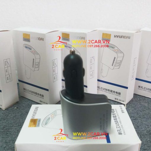 Tẩu Sạc Ô tô, Xe Hơi Hyundai 1 Tẩu Tròn (3 cổng USB) - Có Đèn Led Báo Điện Áp - Huyndai Chính Hãng - Hình ảnh 8