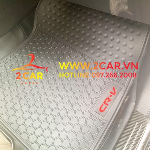 Thảm lót sàn xe Honda CRV 2018 - 2022, 2023 sàn cao su đúc không mùi mẫu kẻ sọc 2 hàng ghế - Hình ảnh 9