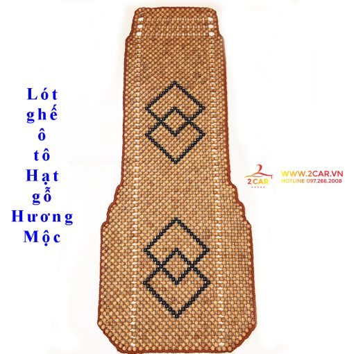 Lót ghế gỗ ô tô hạt gỗ Hương Mộc có hoa văn ở giữa, có khâu viền cao cấp
