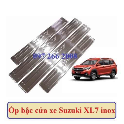 Ốp bậc cửa, nẹp bước chân xe Suzuki XL7, XL-7 2019 2020 2021 2022 2023 mẫu Inox cao cấp