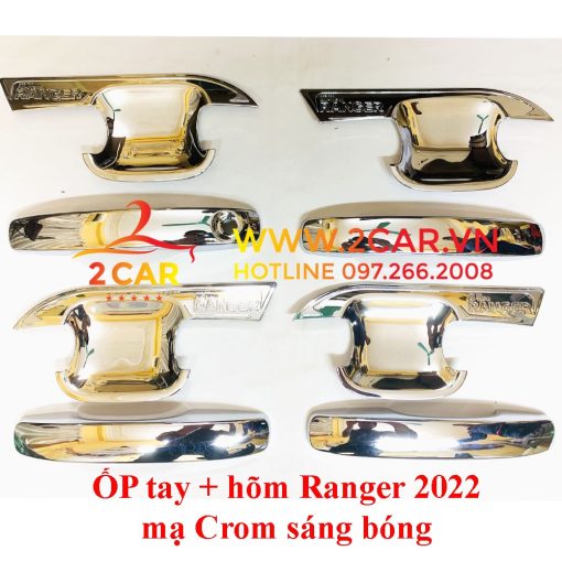 Ốp tay nắm, hõm cửa xe Ford Ranger 2022 - 2023 mạ crom cao cấp