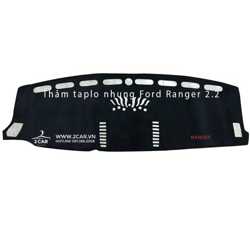 Thảm taplo nhung xe Ranger Wiltrack, Raptor, XLT, XLS đời 2005- 2021, 2022, 2023 hàng 3 lớp loại 1, chống nóng tốt