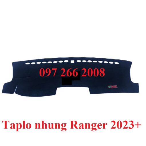 Thảm taplo nhung xe Ford Ranger đời 2022, 2023, Hàng 3 lớp dày dặn, chống nóng hiệu quả ( đủ bản Wiltrack, XLT, XLS)