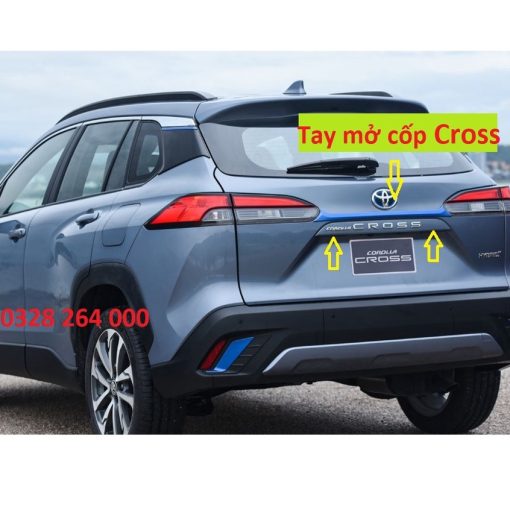 Ốp Tay mở cốp, viền cốp sau xe Toyota Corolla Cross 2020 2021 2022 nhựa ABS màu xanh giống bản 1.8 HV
