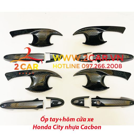 Ốp Tay Hõm Cửa Honda City 2014-2023 nhựa vân Carbon Cao Cấp