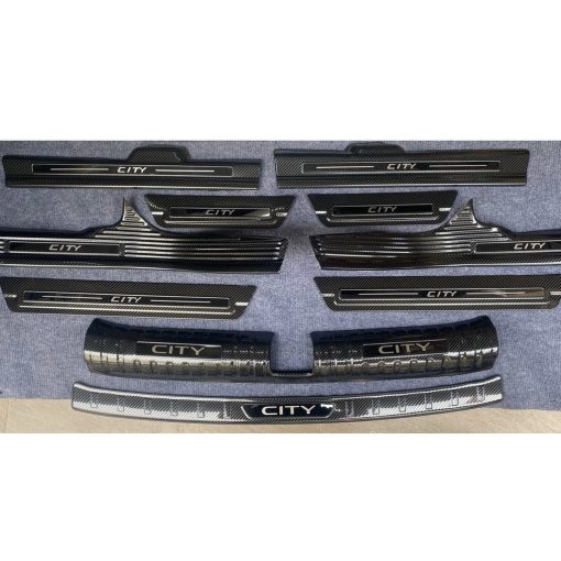Ốp bậc cửa, nẹp bước chân, chống trầy bậc cốp Carbon xe Honda City 2021 vân cacbon đẹp