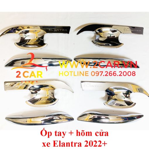 Ốp tay nắm, hõm cửa xe Hyundai Elantra 2022 2023 mạ crom cao cấp