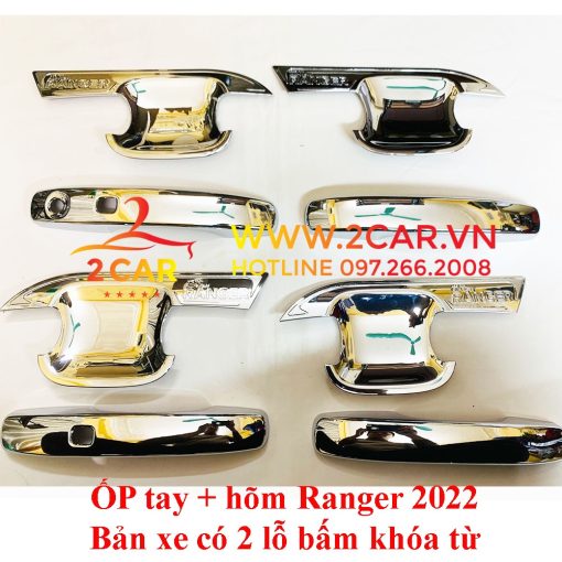 Ốp tay nắm, hõm cửa xe Ford Ranger 2022 - 2023 mạ crom cao cấp - Hình ảnh 2