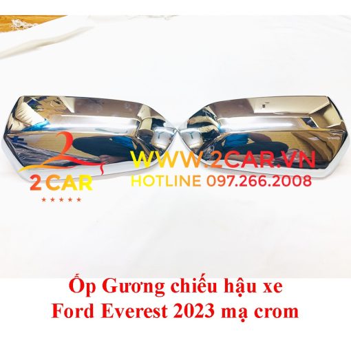 Ốp trang trí bảo vệ gương chiếu hậu xe Ford Everest 2023 mạ Crom cao cấp - Hình ảnh 2