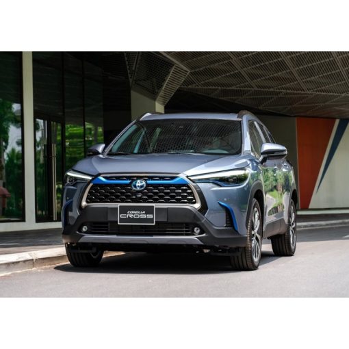 Ốp viền Ca lăng, calang nắp capo bên trên xe Toyota Corolla Cross 2020 - 2022 - màu xanh - Hình ảnh 3
