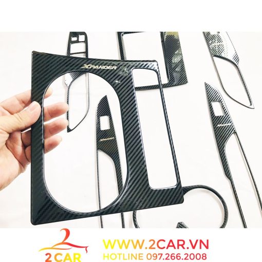 Ốp nội thất xe Mitsubishi Xpander, Xpander Cross 2018 - 2021, 2022, 2023 vân carbon kim loại cao cấp - Hình ảnh 3