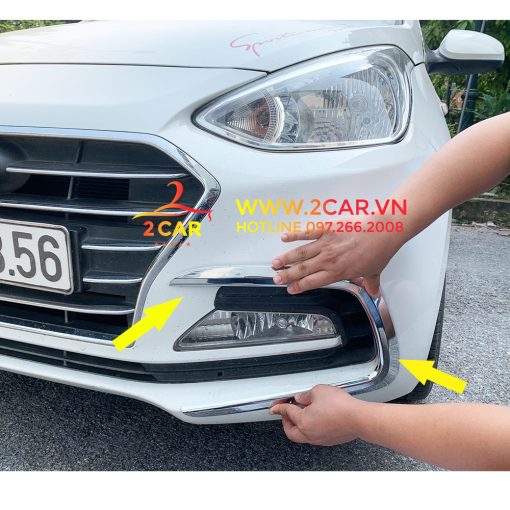 Ốp viền đèn gầm trước, sau xe Huyndai I10 sedan - đuôi dài 2017-2021 mạ crom cao cấp