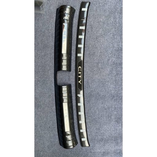 Ốp bậc cửa, nẹp bước chân, chống trầy bậc cốp Carbon xe Honda City 2021 vân cacbon đẹp - Hình ảnh 3