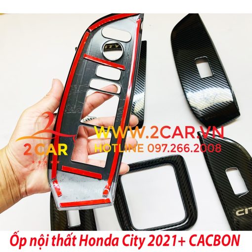 Ốp nội thất cacbon xe Honda City 2021 2022 vân Cacbon Cao cấp - Hình ảnh 3