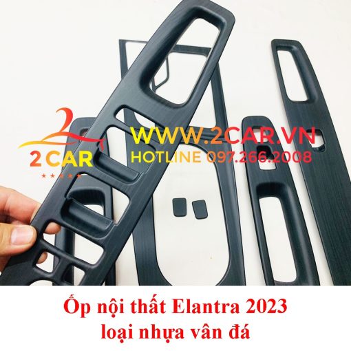 Ốp nội thất xe Elantra 2022, 2023 loại nhựa vân Đá cao cấp, sang trọng - Hình ảnh 2
