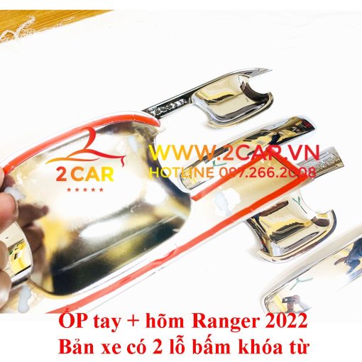 Ốp tay nắm, hõm cửa xe Ford Ranger 2022 - 2023 mạ crom cao cấp - Hình ảnh 3