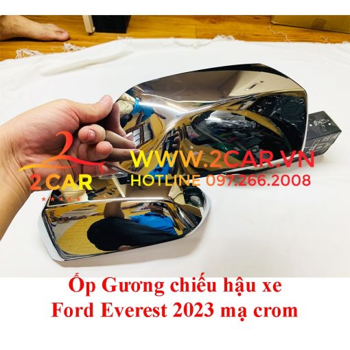 Ốp trang trí bảo vệ gương chiếu hậu xe Ford Everest 2023 mạ Crom cao cấp - Hình ảnh 3