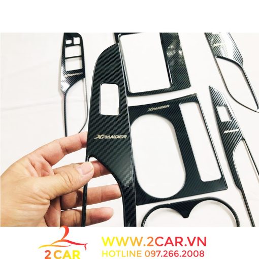 Ốp nội thất xe Mitsubishi Xpander, Xpander Cross 2018 - 2021, 2022, 2023 vân carbon kim loại cao cấp - Hình ảnh 4
