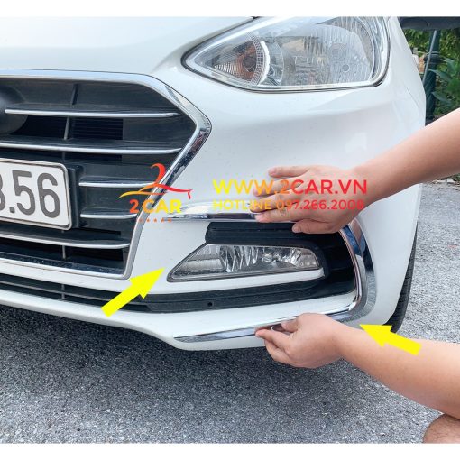 Ốp viền đèn gầm trước, sau xe Huyndai I10 sedan - đuôi dài 2017-2021 mạ crom cao cấp - Hình ảnh 2