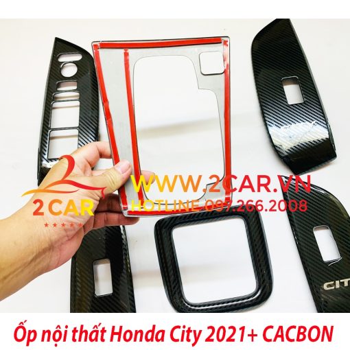 Ốp nội thất cacbon xe Honda City 2021 2022 vân Cacbon Cao cấp - Hình ảnh 4