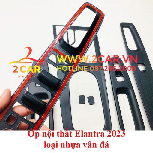 Ốp nội thất xe Elantra 2022, 2023 loại nhựa vân Đá cao cấp, sang trọng - Hình ảnh 3