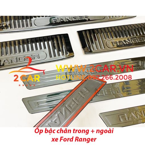 Ốp Bậc Cửa, Nẹp Bước Chân Trong Ngoài Xe Ranger 2014-2021, 2023 chất liệu Titan - Hình ảnh 4