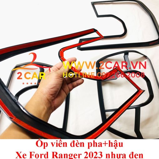 Ốp viền đèn pha, hậu xe Ford Ranger đời 2022 2023 chất liệu nhựa đen cao cấp ( có đủ bản Wiltrack, xlt, xls) - Hình ảnh 4