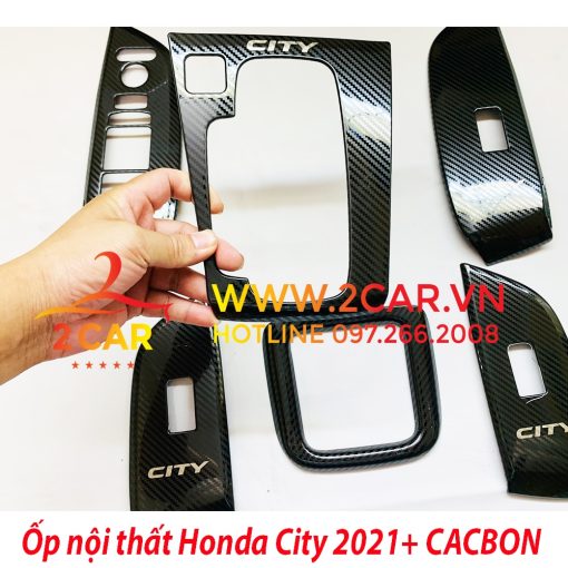 Ốp nội thất cacbon xe Honda City 2021 2022 vân Cacbon Cao cấp - Hình ảnh 5