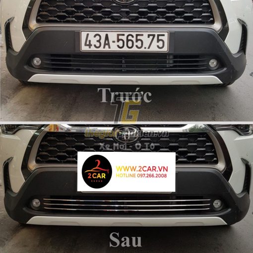 Ốp mặt Ca Lăng, calang xe Toyota Corolla Cross 2020, 2021, 2022– 3 thanh Bên dưới biển số- ốp lưới tản nhiệt - Hình ảnh 6