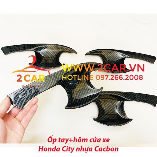 Ốp Tay Hõm Cửa Honda City 2014-2023 nhựa vân Carbon Cao Cấp - Hình ảnh 6
