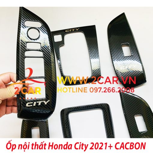 Ốp nội thất cacbon xe Honda City 2021 2022 vân Cacbon Cao cấp - Hình ảnh 6